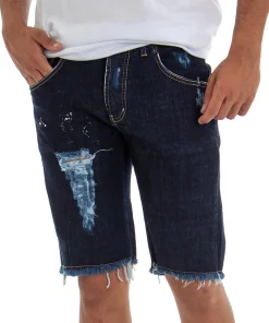 Bermuda Pantaloncino Uomo Jeans Denim Rotture Slim Cinque Tasche GIOSAL-PC1815A