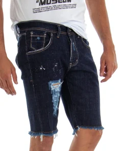 Bermuda Pantaloncino Uomo Jeans Denim Rotture Slim Cinque Tasche GIOSAL-PC1815A