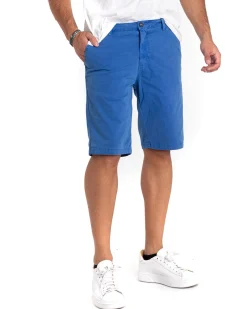 Bermuda Pantaloncino Uomo Tinta Unita Blu Royal Tasca America Cotone Casual GIOSAL-PC1858A