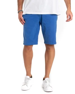 Bermuda Pantaloncino Uomo Tinta Unita Blu Royal Tasca America Cotone Casual GIOSAL-PC1858A