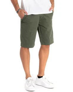 Bermuda Pantaloncino Uomo Tinta Unita Verde Tasca America Cotone Casual GIOSAL-PC1857A