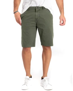 Bermuda Pantaloncino Uomo Tinta Unita Verde Tasca America Cotone Casual GIOSAL-PC1857A