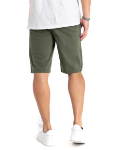 Bermuda Pantaloncino Uomo Tinta Unita Verde Tasca America Cotone Casual GIOSAL-PC1857A