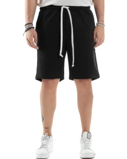 Bermuda Tuta Cotone Coulisse Regular Fit Basic Nero PC2030A