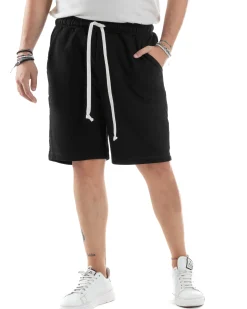 Bermuda Tuta Cotone Coulisse Regular Fit Basic Nero PC2030A