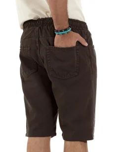 Bermuda uomo cotone pantaloncini coulisse jeans basic marrone GIOSAL-PC2037A