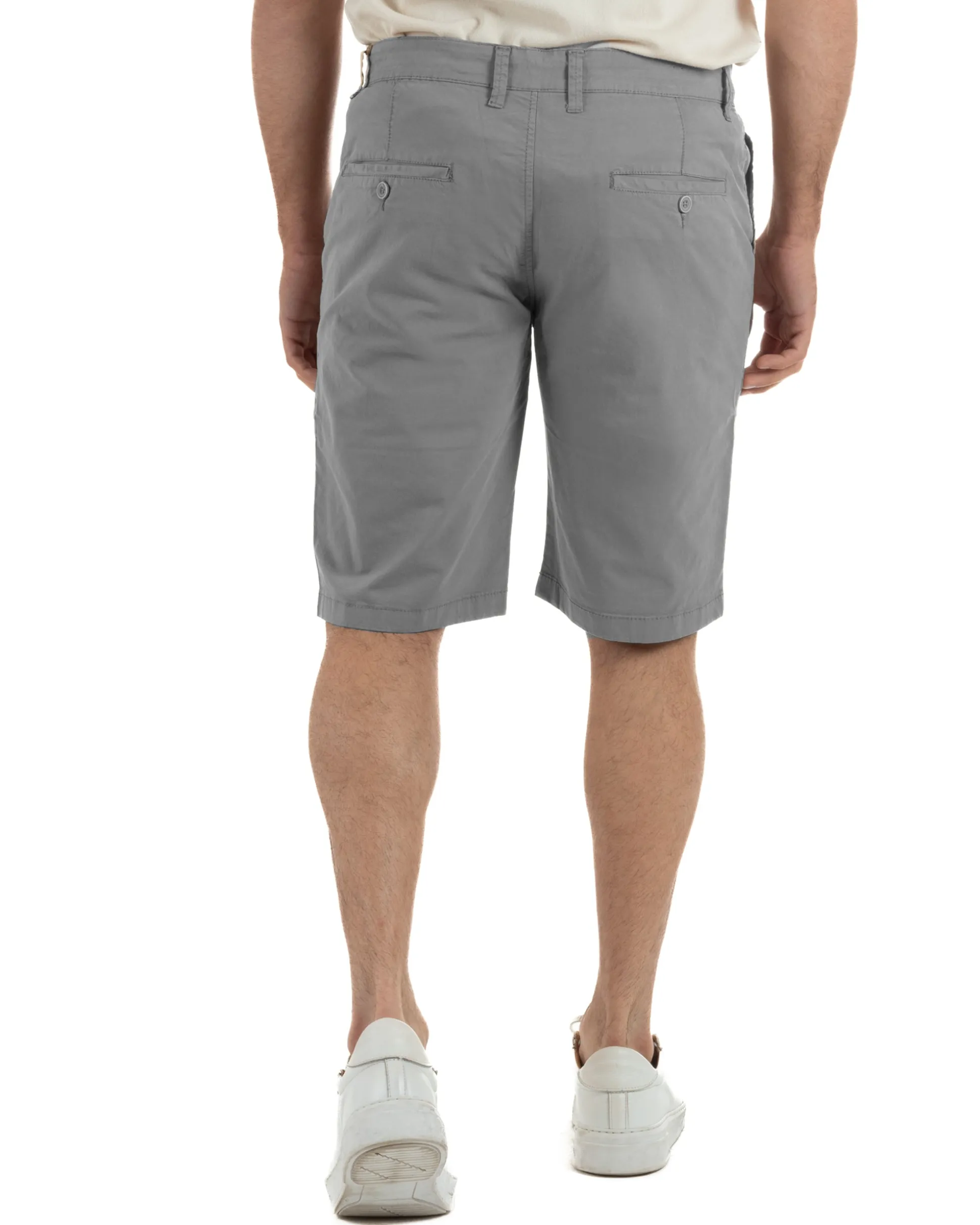 Bermuda uomo pantaloncini chino cotone tasche america basic grigio GIOSAL-PC2046A