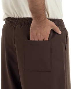 Bermuda uomo viscosa pantalaccio corto jogger wide leg oversize marrone GIOSAL-PC2049A