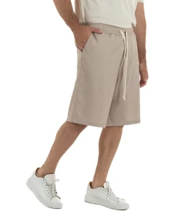 Bermuda uomo viscosa pantalaccio corto jogger wide leg oversize beige melangiato GIOSAL-PC2048A