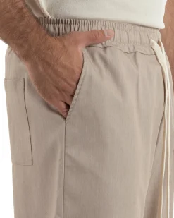Bermuda uomo viscosa pantalaccio corto jogger wide leg oversize beige melangiato GIOSAL-PC2048A