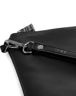 Borsa borsello borsetta pochette a mano placchetta unisex nero ICON INZ012