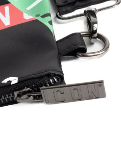 Borsa borsello borsetta pochette a mano unisex logata multigrafica nero ICON INZ013