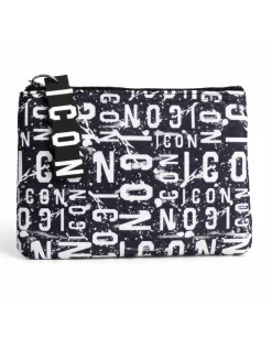 Borsa borsello borsetta pochette a mano piatta all over unisex bianco nero ICON INZ008