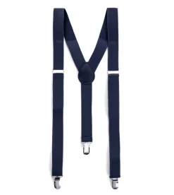 Bretelle Regolabili Uomo Unisex Basic Elastico Blu Fibbie Metallo Ganci Tinta Unita GIOSAL-BR1020A