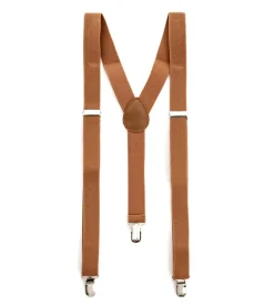 Bretelle Regolabili Uomo Unisex Basic Elastico Camel Fibbie Metallo Ganci Tinta Unita GIOSAL-BR1016A