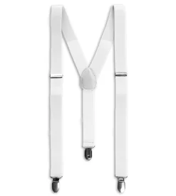 Bretelle Regolabili Uomo Unisex Basic Elastico Bianco Fibbie Metallo Ganci Tinta Unita GIOSAL-BR1015A