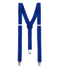 Bretelle Regolabili Uomo Unisex Basic Elastico Blu Royal Fibbie Metallo Ganci Tinta Unita GIOSAL-BR1021A