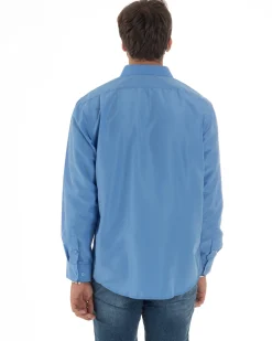 Camicia Classica Uomo Basic Cotone Regular Fit Celeste C2985A