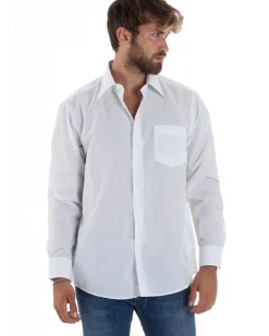 Camicia Classica Uomo Basic Cotone Regular Fit Bianco C2986A
