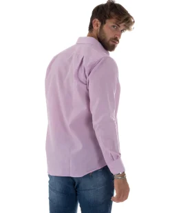 Camicia Classica Uomo Basic Cotone Regular Fit Rosa C2983A