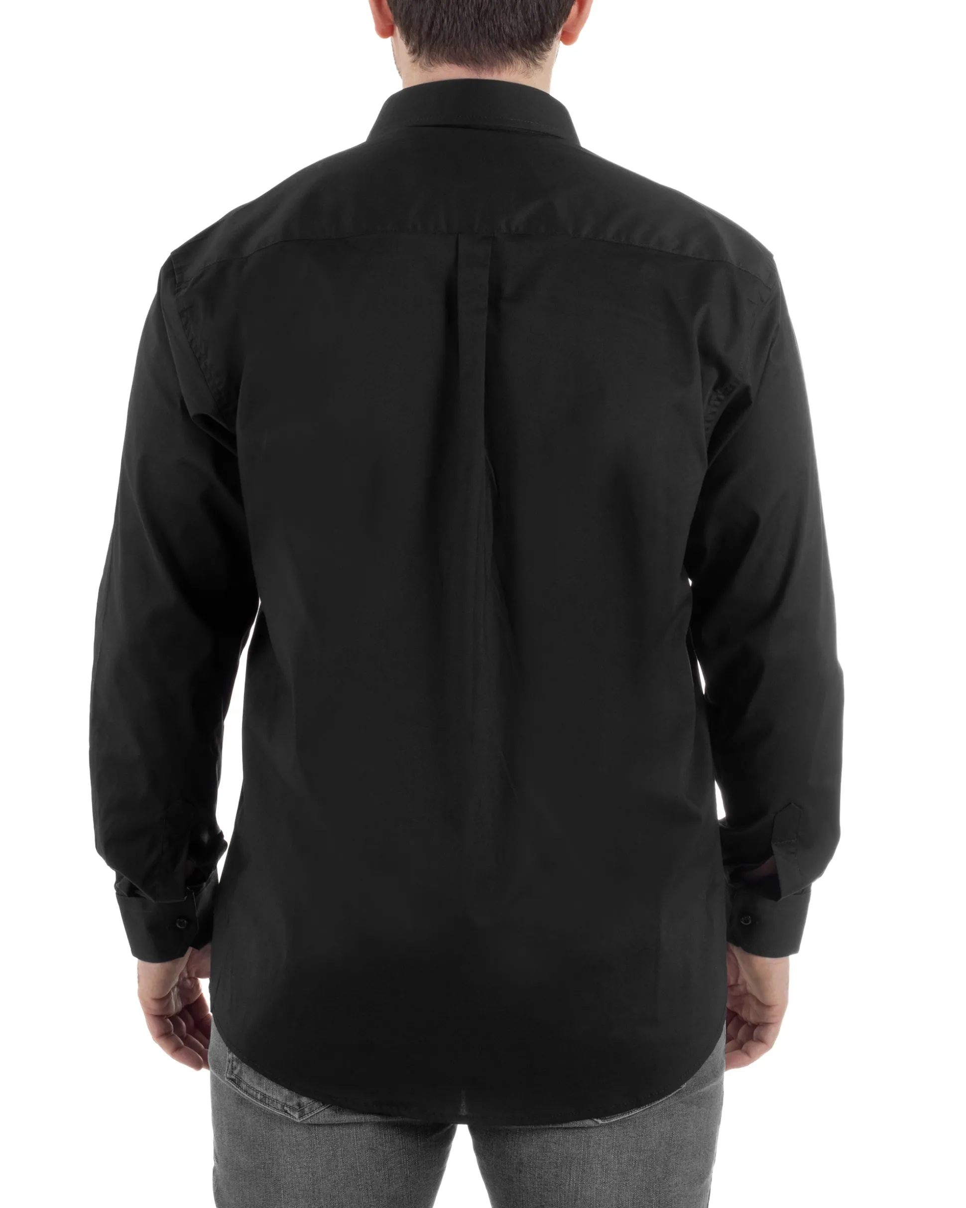 Camicia Collo Francese Cotone Basic Nero TCC1004A