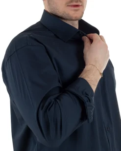 Camicia Collo Francese Cotone Basic Blu TCC1002A