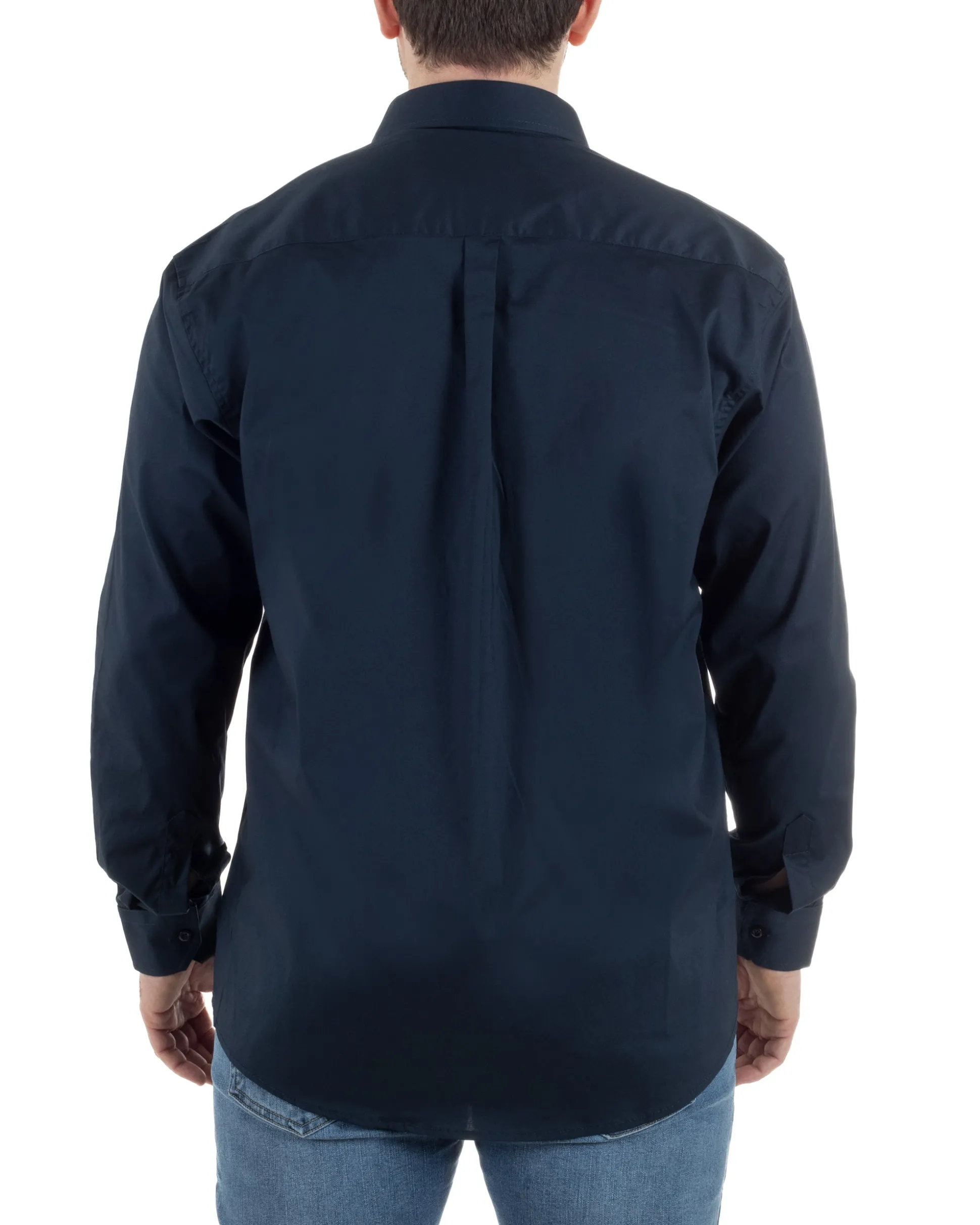 Camicia Collo Francese Cotone Basic Blu TCC1002A