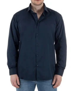 Camicia Collo Francese Cotone Basic Blu TCC1002A