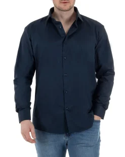 Camicia Collo Francese Cotone Basic Blu TCC1002A