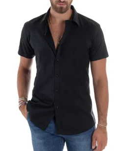 Camicia Maniche Corte Basic Collo Francese CC1217A