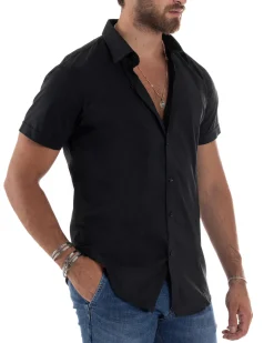 Camicia Maniche Corte Basic Collo Francese CC1217A