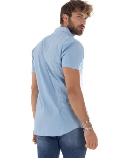 Camicia Maniche Corte Basic Collo Francese CC1218A