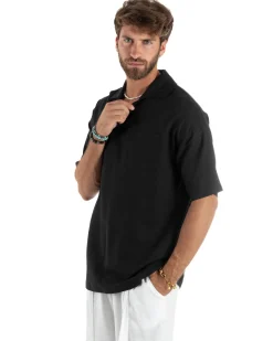 Camicia Maniche Corte Lino Relaxed Fit CC1227A