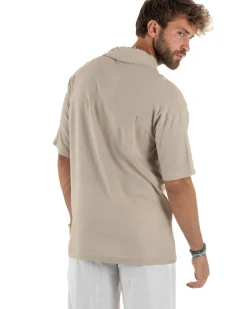 Camicia Maniche Corte Lino Relaxed Fit CC1226A