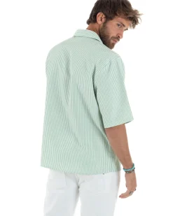 Camicia Maniche Corte Rigata Viscosa CC1216A