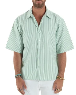 Camicia Maniche Corte Rigata Viscosa CC1216A