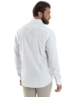 Camicia Uomo Antimacchia Collo Francese Regular Fit Quick Clean Cotone Bamboo Bianco C2928A