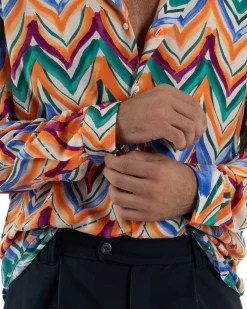 Camicia Uomo Colletto Viscosa Fantasia Multicolore BlackSunday C3061A