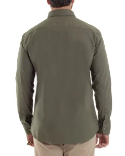 Camicia Uomo Con Colletto Francese Cotone Basic Sartoriale Slim Fit Verde Militare C2941A