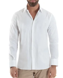 Camicia Uomo Con Colletto Francese Cotone Basic Sartoriale Slim Fit Bianco C2944A