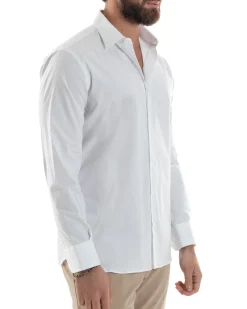 Camicia Uomo Con Colletto Francese Cotone Basic Sartoriale Slim Fit Bianco C2944A
