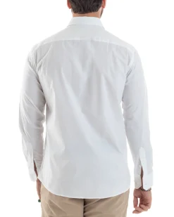 Camicia Uomo Con Colletto Francese Cotone Basic Sartoriale Slim Fit Bianco C2944A