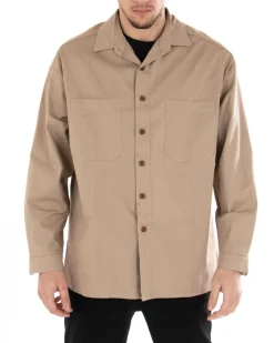 Camicia Uomo Con Colletto Manica Lunga Casual Cotone Camel GIOSAL-C1869A