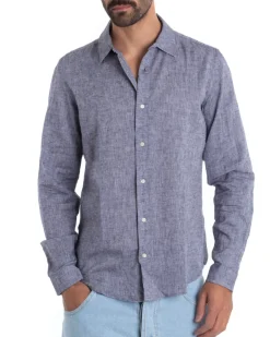 Camicia Uomo Con Colletto Maniche Lunghe Lino Tinta Unita Morbida Comoda GIOSAL-C2446A
