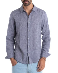 Camicia Uomo Con Colletto Maniche Lunghe Lino Tinta Unita Morbida Comoda GIOSAL-C2446A
