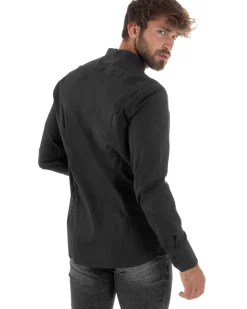 Camicia Uomo Coreana Basic Slim Fit Nero C2991A