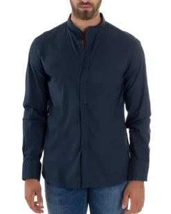 Camicia Uomo Coreana Basic Slim Fit Blu C2989A