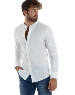 Camicia Uomo Coreana Basic Slim Fit Bianco C2990A
