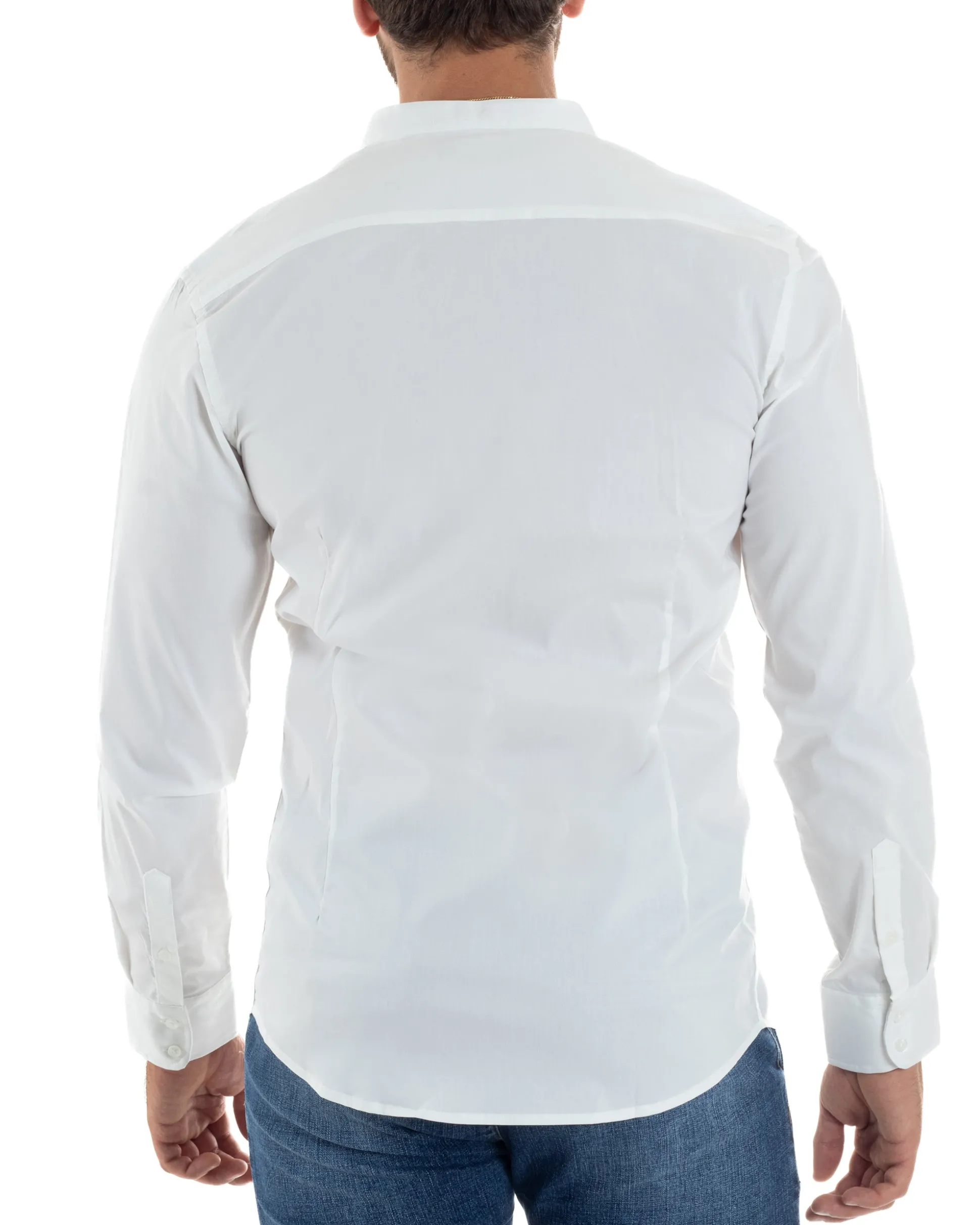 Camicia Uomo Coreana Basic Slim Fit Bianco C2990A