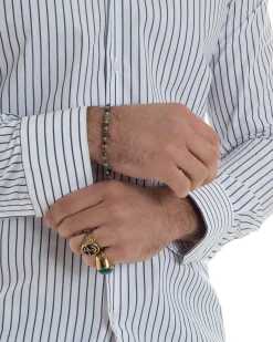 Camicia uomo cotone collo francese slim fit rigata sottile blu GIOSAL-C2915A